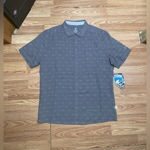 Kuhl Shirt Intrepid Skorpio Short Sleeve Button Gray Style 7461 Sz M Linen Blend